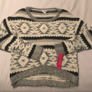 Fuzzy Cropped Aztec Sweater